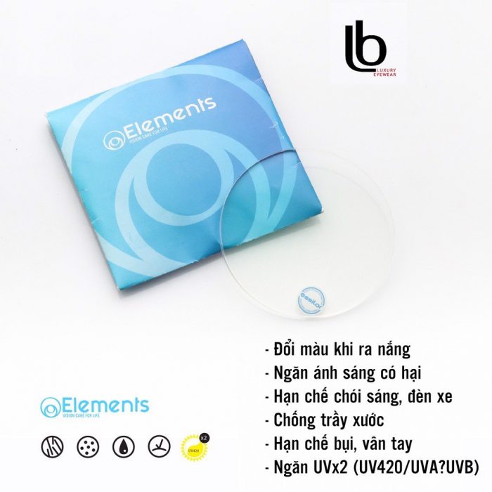 Tròng Kính Elements từ Essilor vừa Đổi Màu vừa Chống Ánh Sáng Xanh Grey / Khói