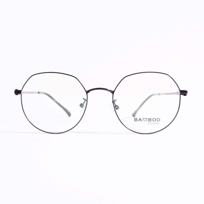 90 351A Gọng mắt kính Bamboo Oval Vát cạnh trên hợp kim thời trang nam nữ - Mắt kính LB Eyewear