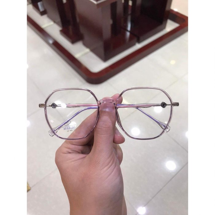 Gọng kính mắt cận Lục giác nam nữ LB Eyewear UV 8296 Nhựa mềm thanh mảnh bền nhẹ - Màu đen, hồng, tím, ghi, trong suốt