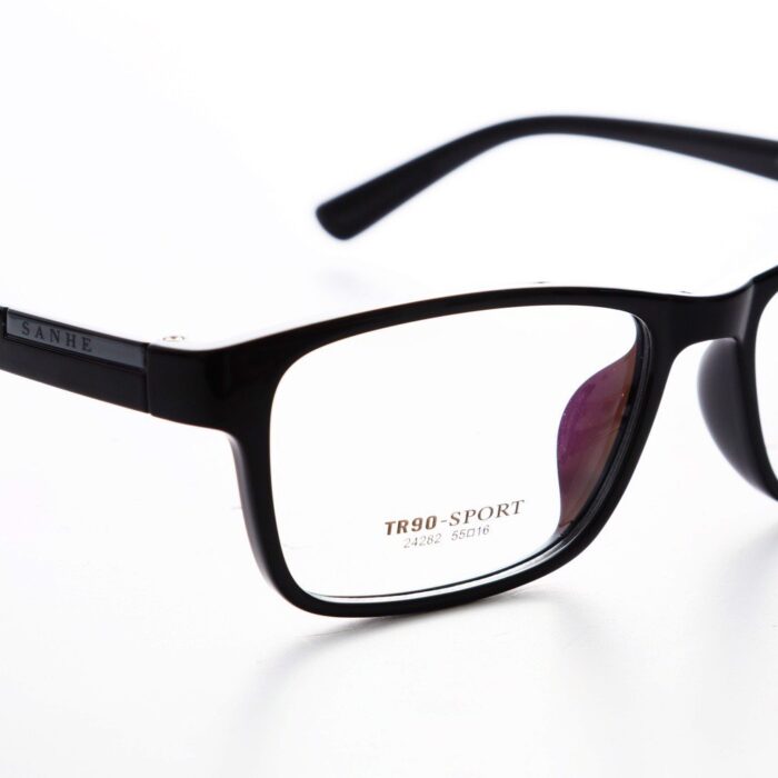 Gọng kính cận vuông nam nữ LBeyewear chất liệu nhựa dẻo phụ kiện thời trang HOT! - 24282 Đen & Trắng Trong & Xanh