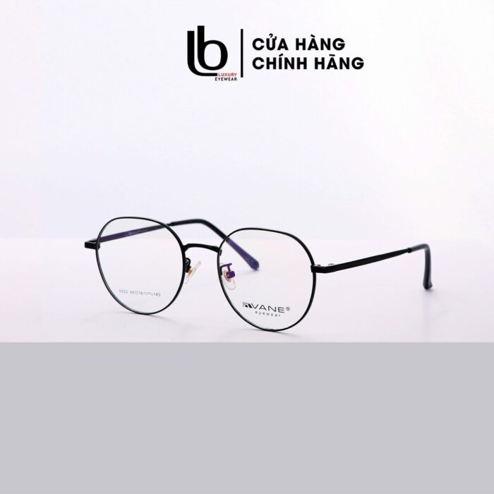 Gọng kính cận Tròn  Bầu Vane 6822 - Oval nam nữ LB Eyewear chất liệu Kim loại thời trang! Vàng, Hồng, Đen, Bạc, Xanh