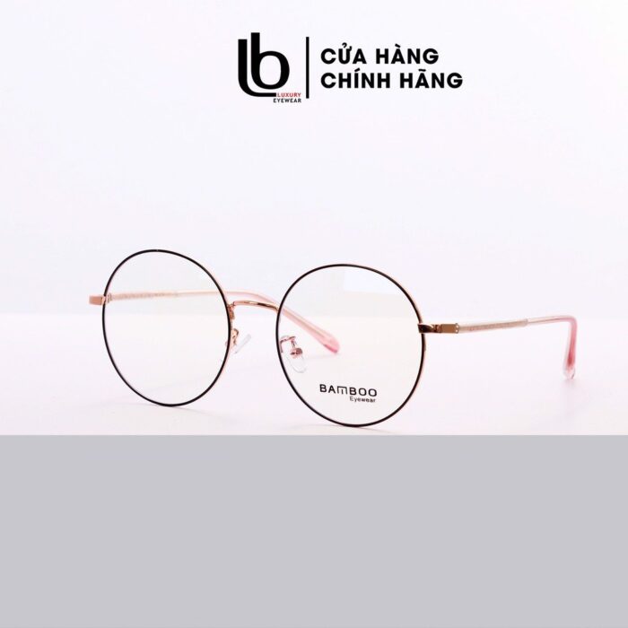 Gọng kính cận Tròn nam nữ LBeyewear chất liệu Kim loại phụ kiện thời trang HOT! Bamboo 72 603