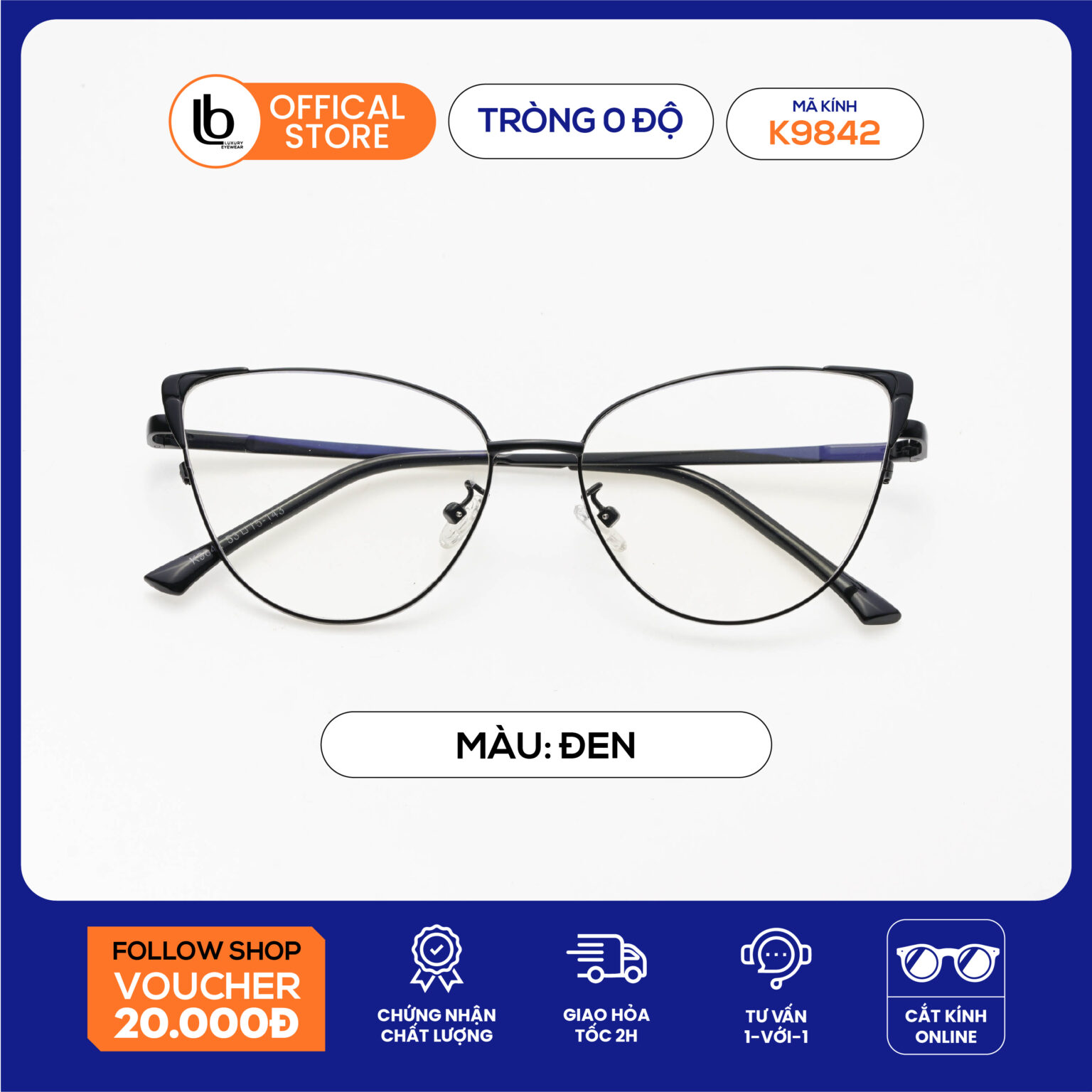 gọng kính phù hợp với mặt vuông K9842