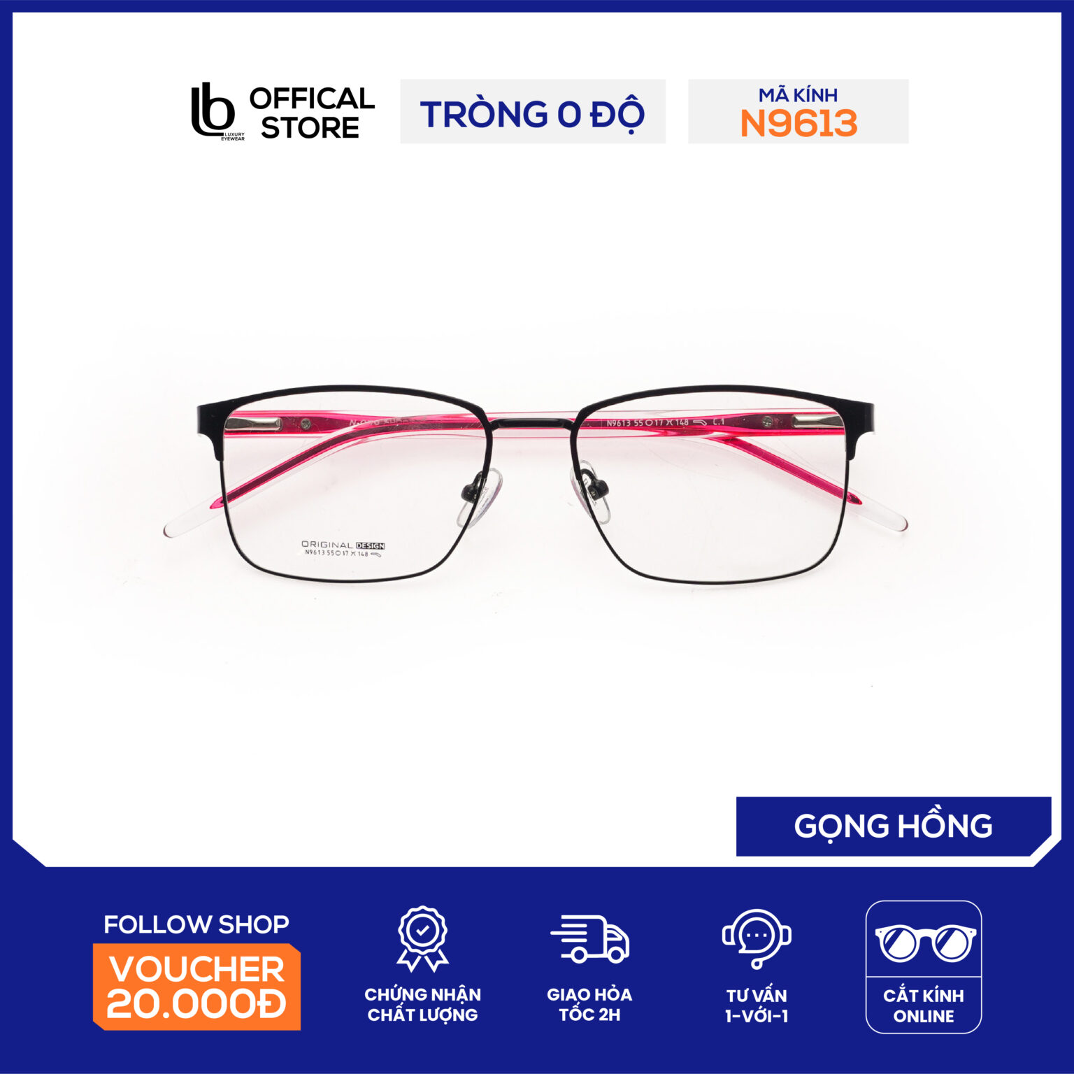 gọng kính phù hợp mặt vuông
