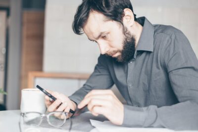 looking on phone 1