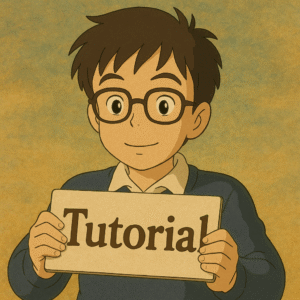 cậu bé đeo mắt kính cầm bảng có chữ Tutorial