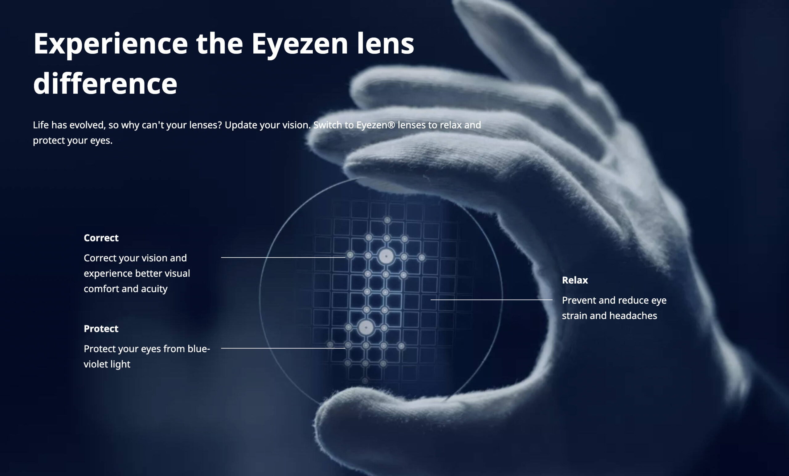 thiết kế khoa học của Essilor Eyezen tròng kính giảm mỏi mắt