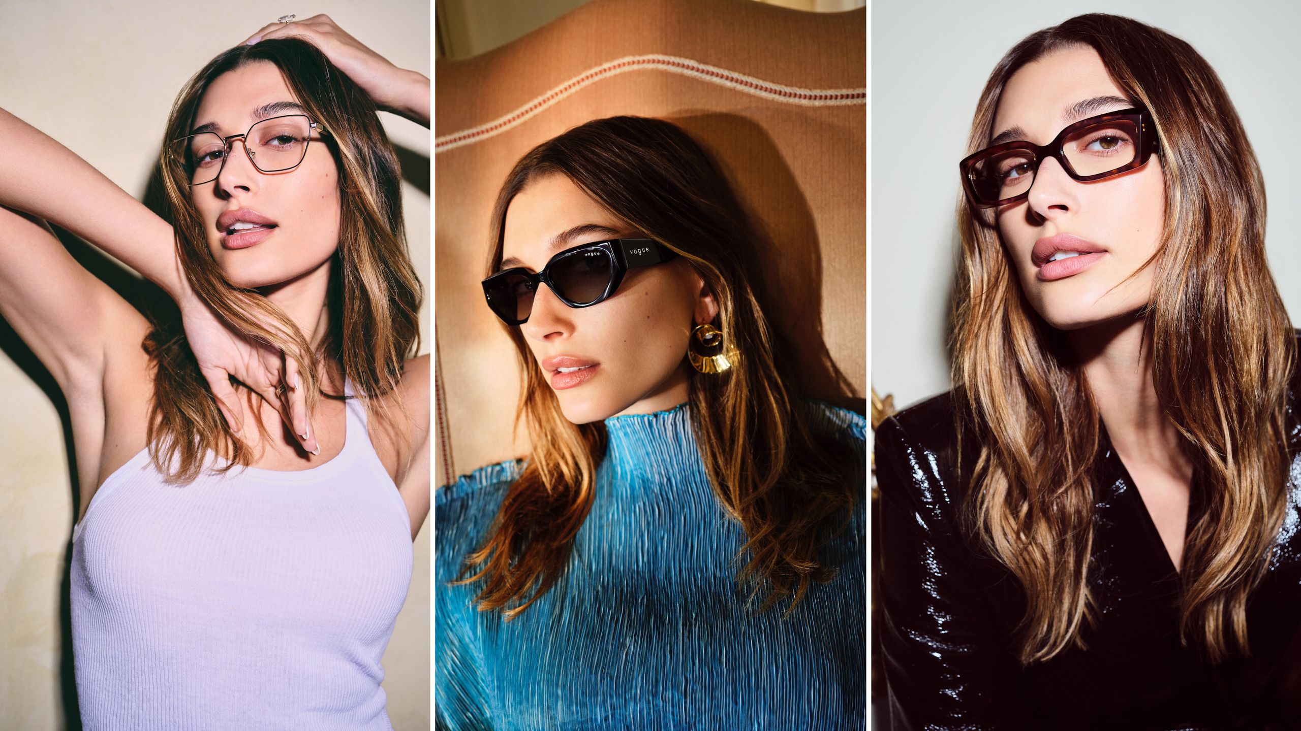 người mẫu đeo gọng kính Vogue
